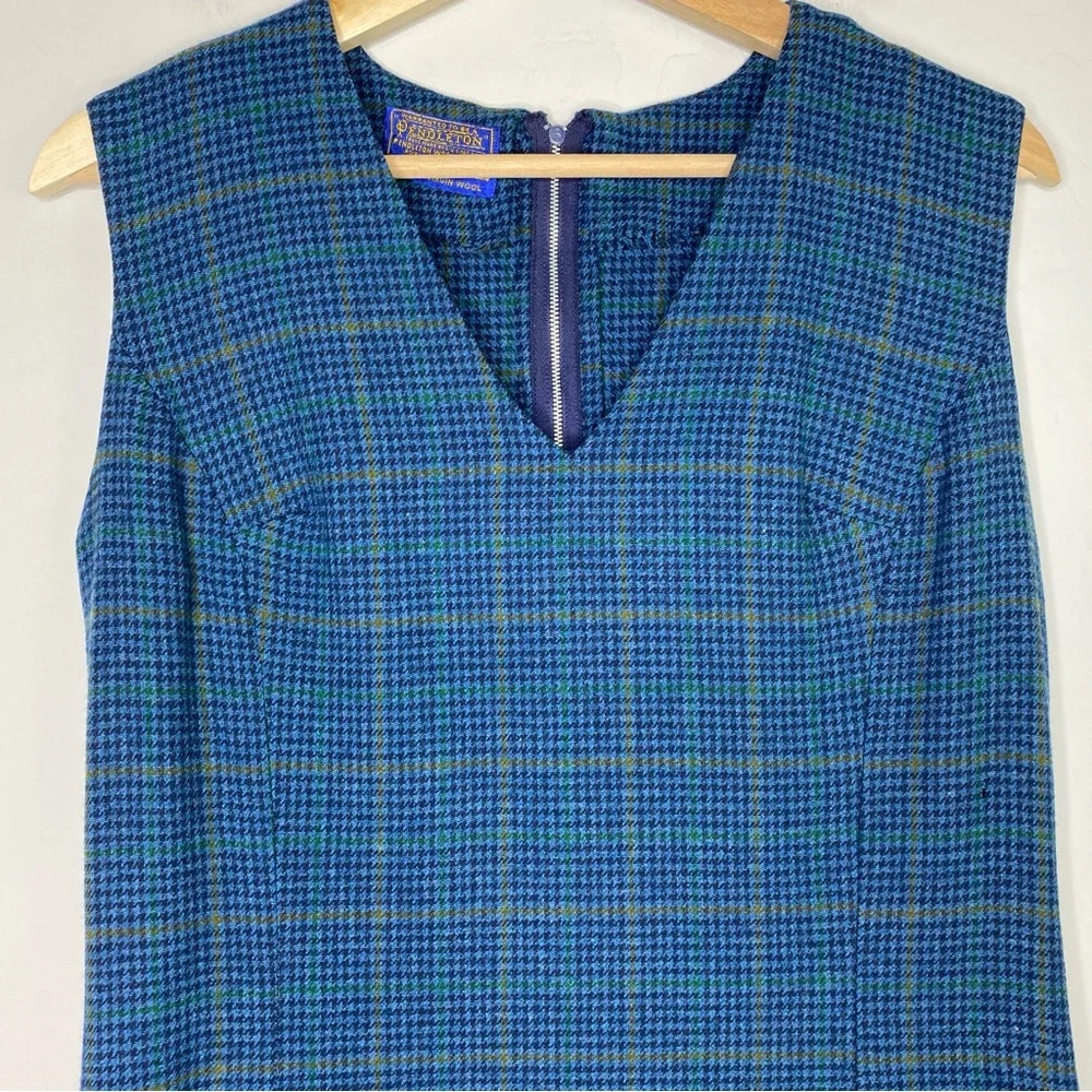 Pendleton Wool Plaid V-Neck Vintage Midi Dress Size L - Picture 6 of 12